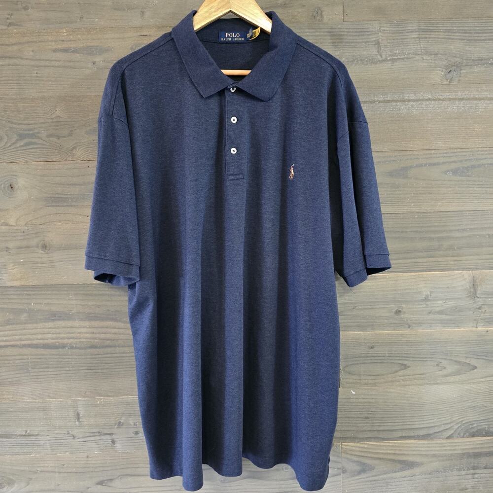 Polo Ralph Lauren Mens 3XLT Tall Long Classic Fit Blue Short Sleeve Polo Shirt